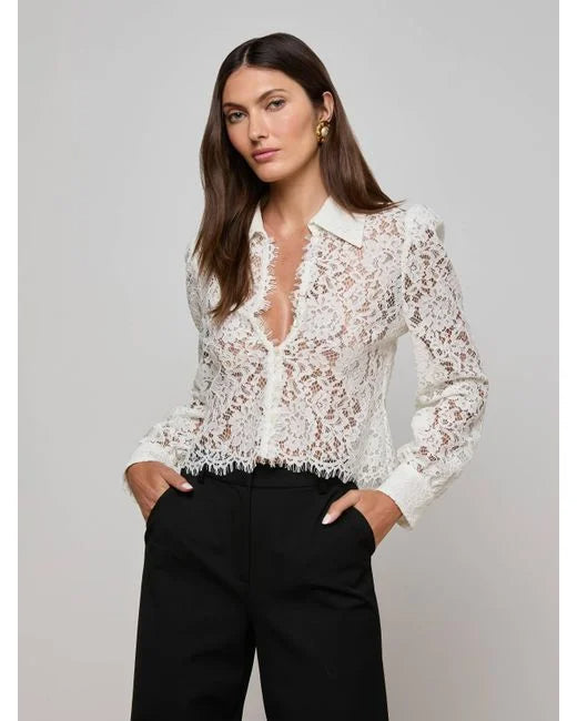 White 'Agence Anita Lace Blouse Top Avalabel