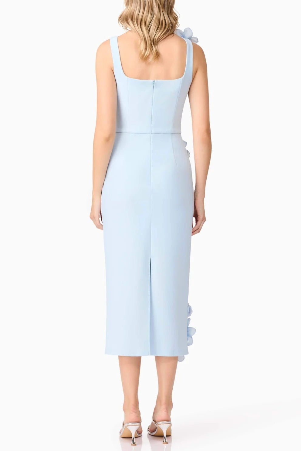 Sabrina 3D Flower Midi Dress in Blue Soraya