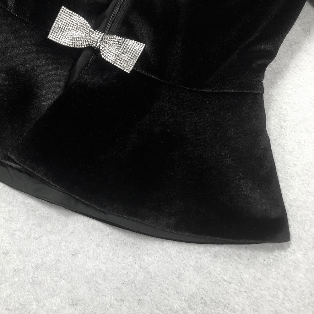 Victoria Cut Out Bow Mini Dress Set in Black