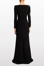 monica rhinestone Orchid Floral-Embellished Maxi Dress in black Avalabel