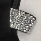 Crystal Embellished One-Sleeve Cut-Out Maxi Dress in black Avalabel