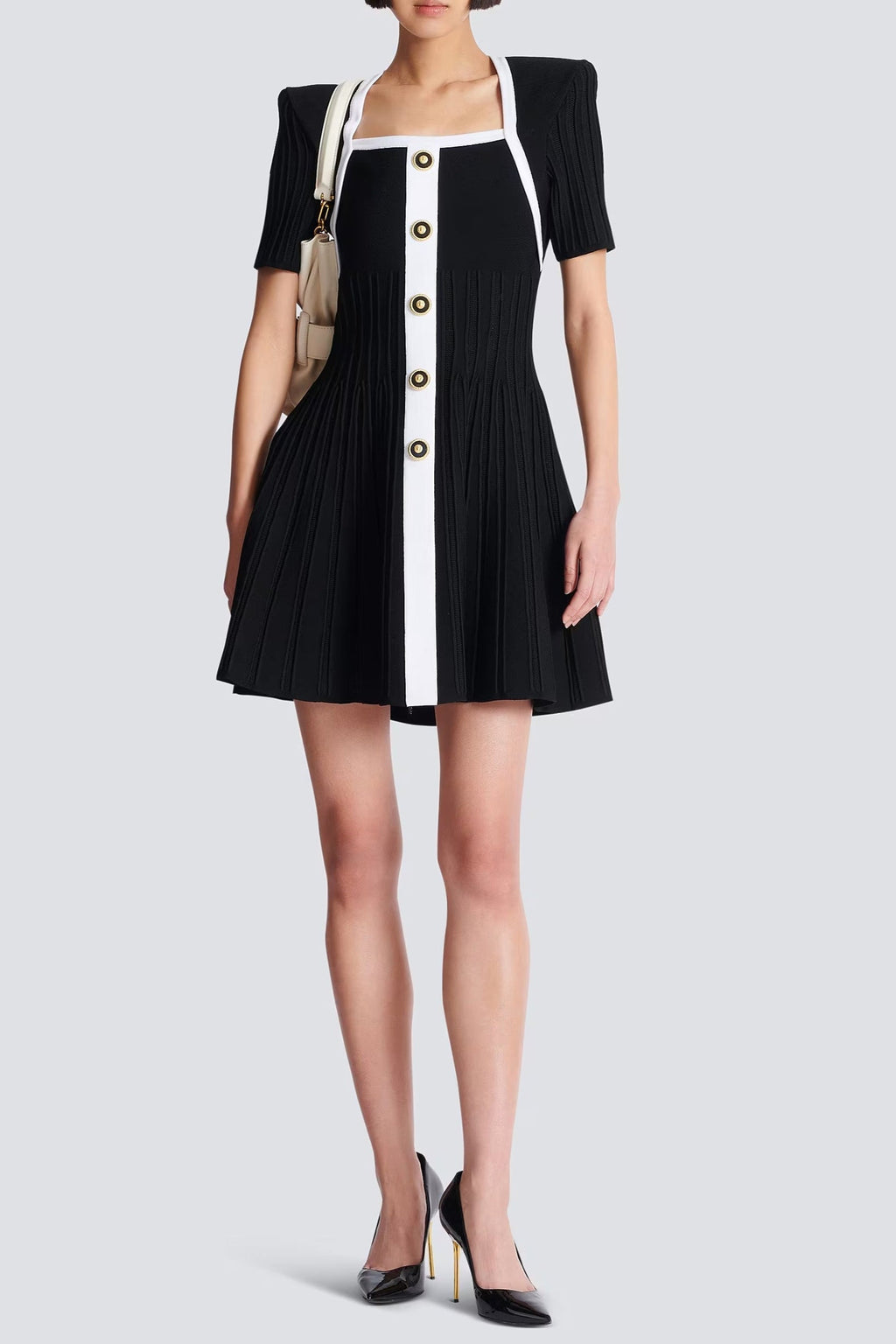 Two-Tone A-Line Knit Dress Avalabel