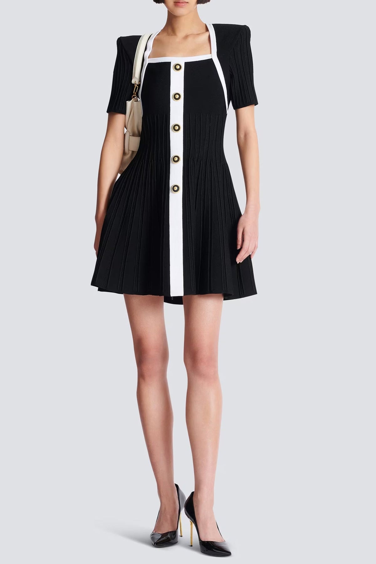 Two-Tone A-Line Knit Dress Avalabel