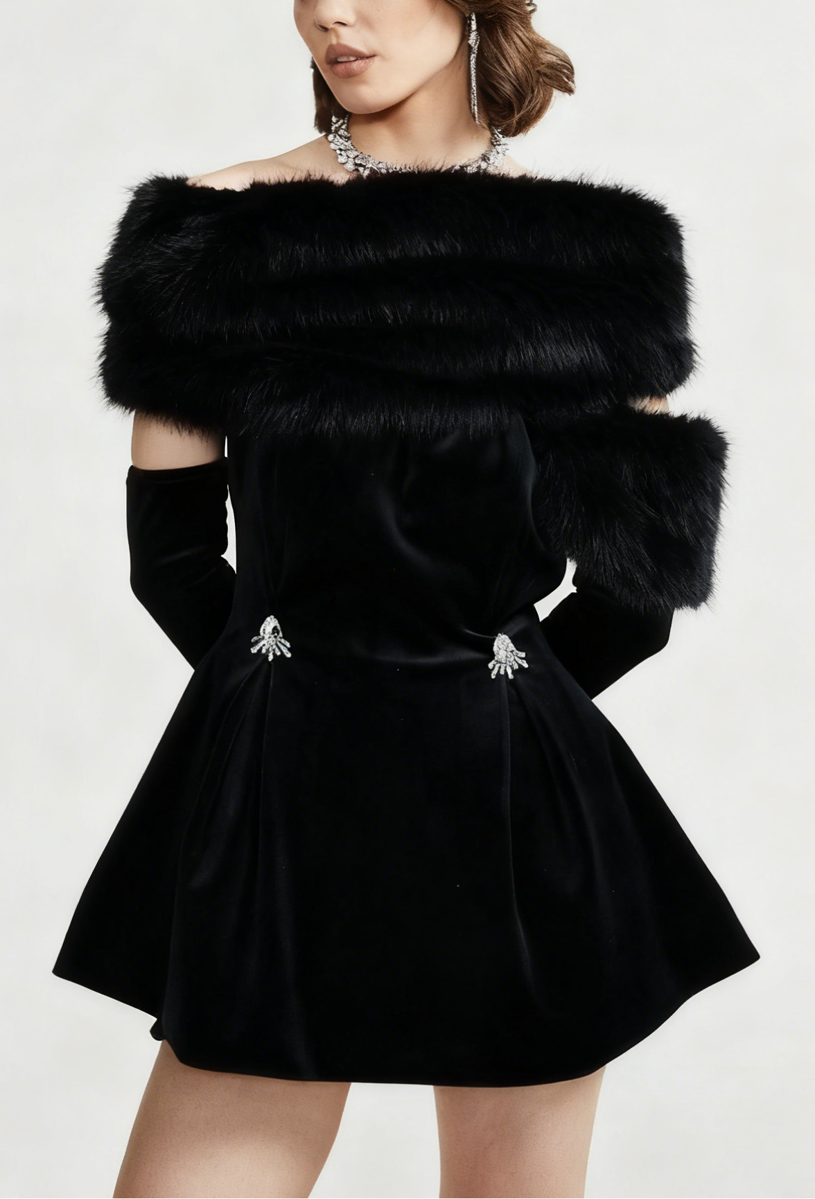 Wivika velvet fur dress Avalabel