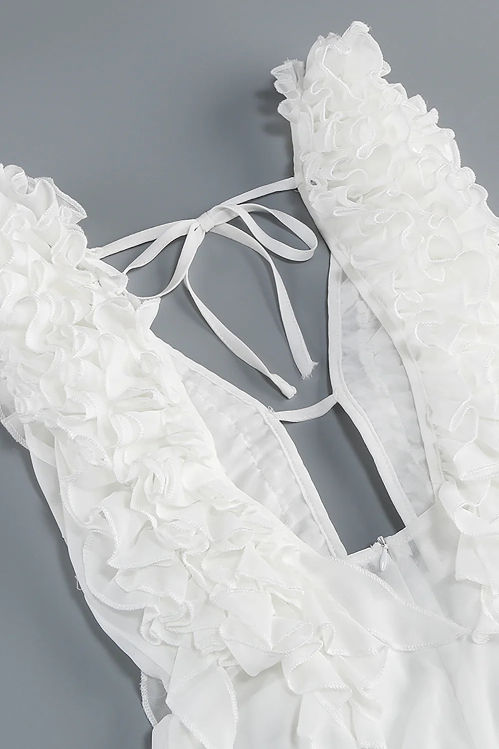 Charlotte Pleat Ruffle Maxi Dress in White Avalabel