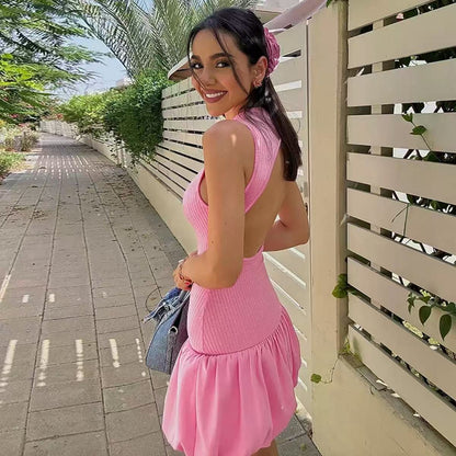 Backless Bubble Mini Dress