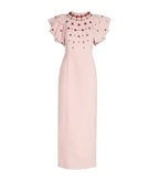 Roxanne Crystal-Embellished Crepe Bodycon Gown in Pink Avalabel