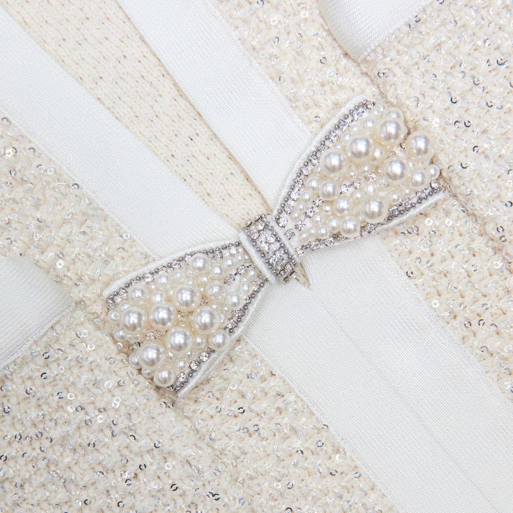 vicky Cream Sequin Knit Top Avalabel