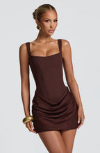 Cornelia Mini Dress - Plum Brown Avalabel