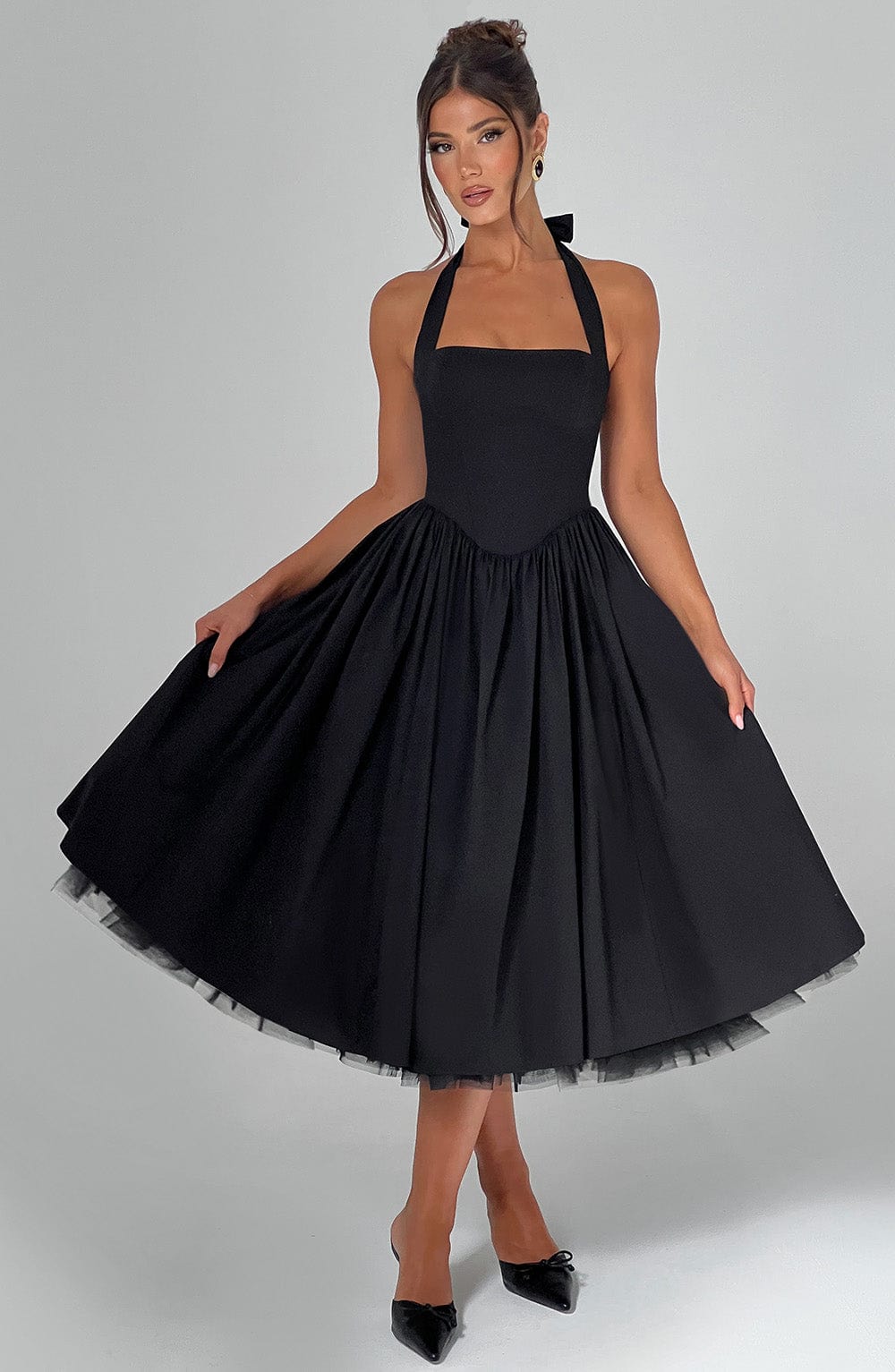 Cressida Midi Dress - Black Avalabel