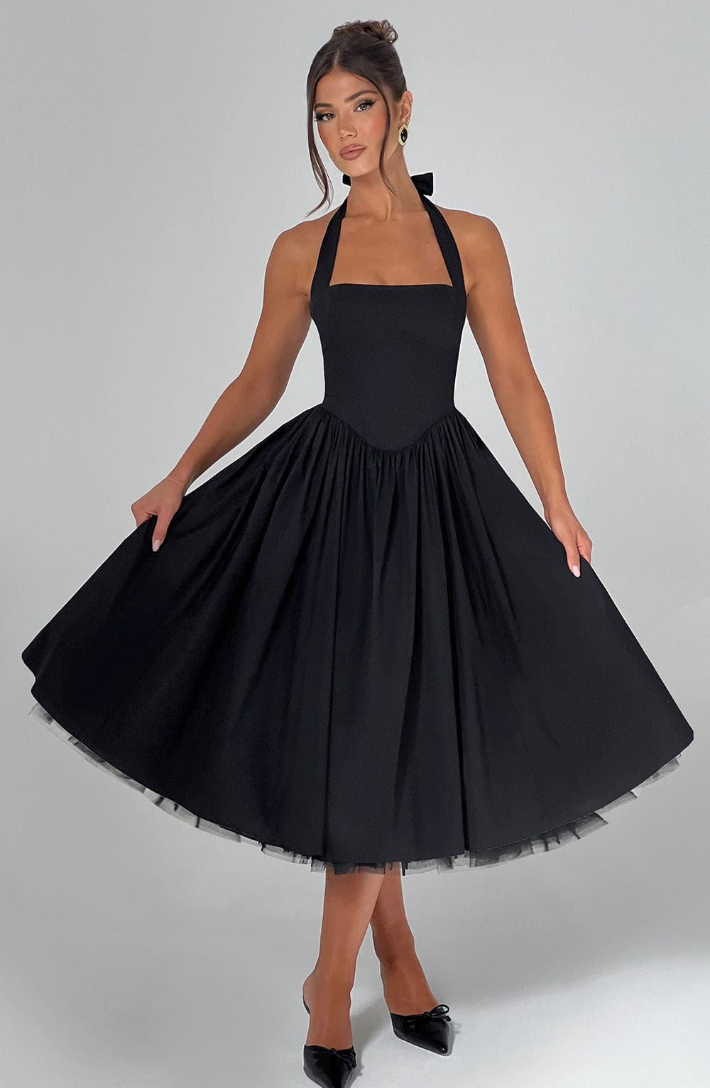 Cressida Midi Dress - Black Avalabel