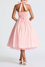 Cressida backless puffy Midi Dress - Blush Avalabel