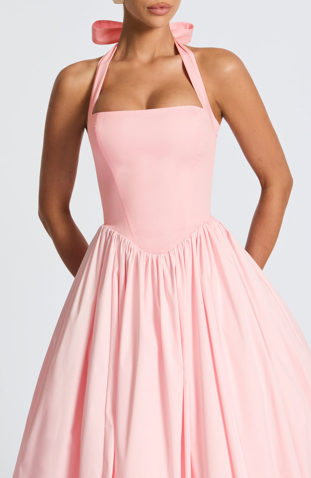 Cressida backless puffy Midi Dress - Blush Avalabel
