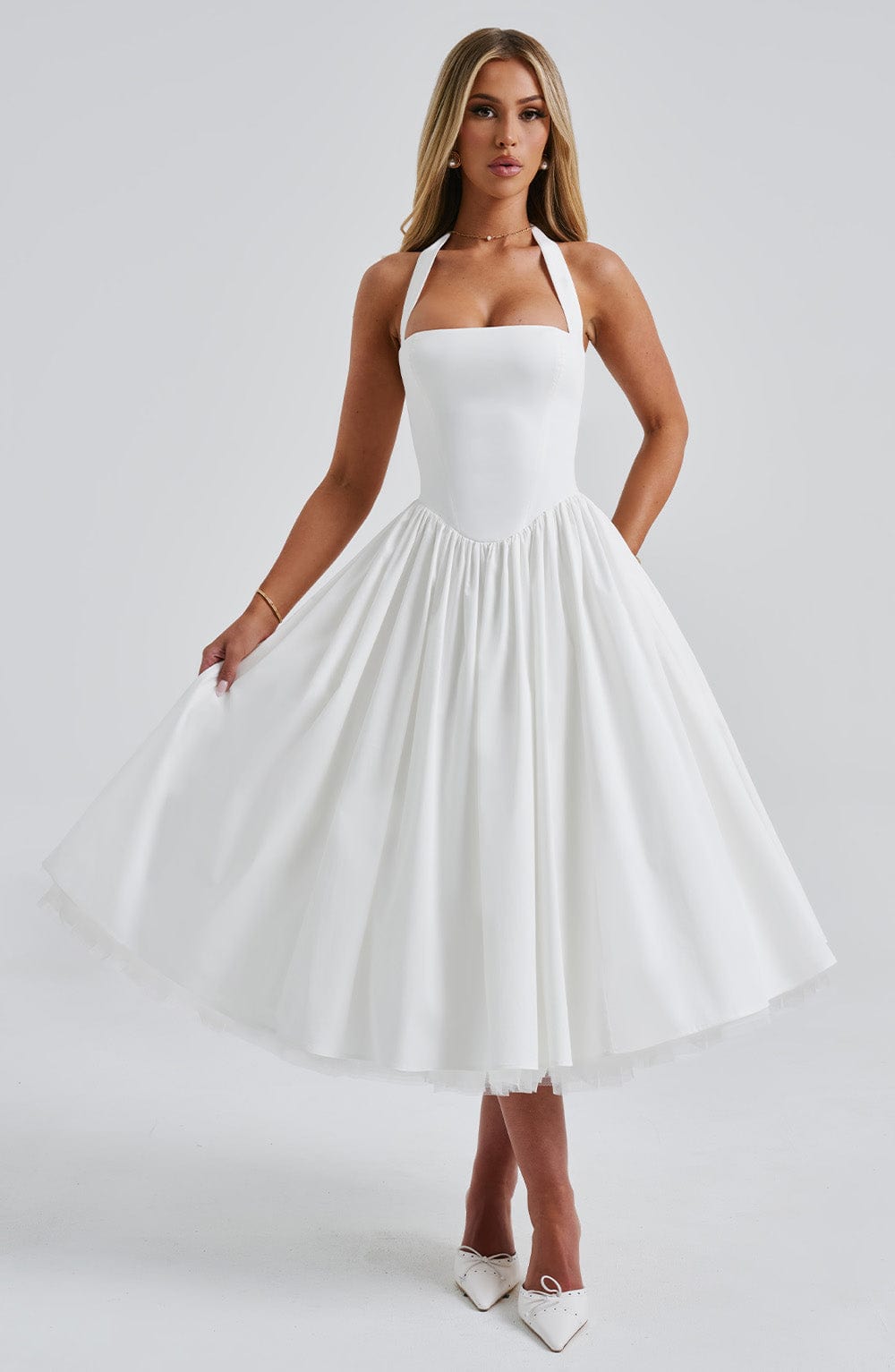 Cressida Midi Dress - Ivory Avalabel
