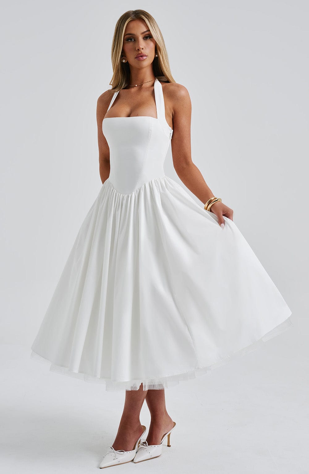 Cressida Midi Dress - Ivory Avalabel