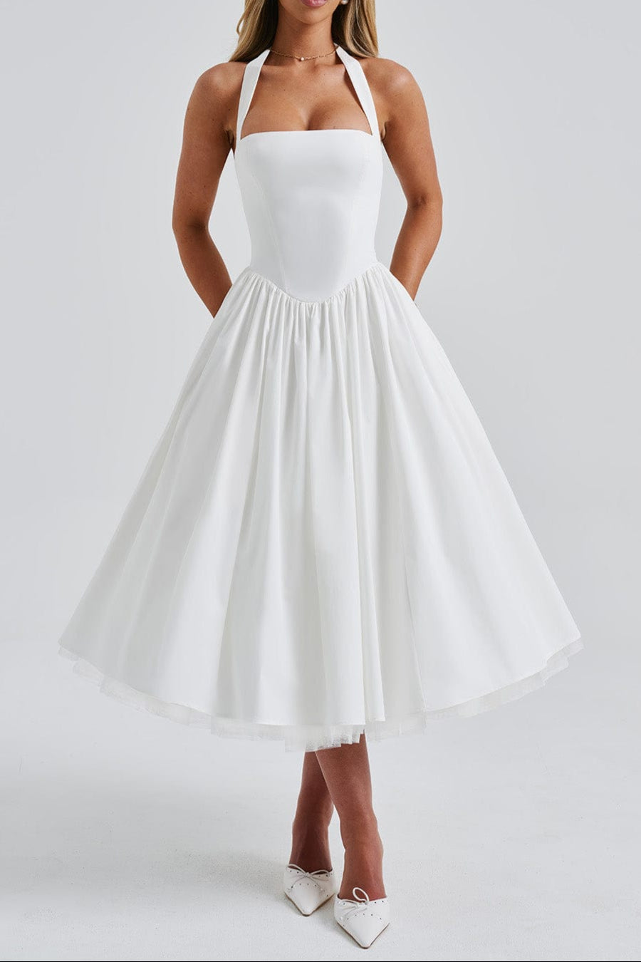 Cressida Midi Dress - Ivory Avalabel