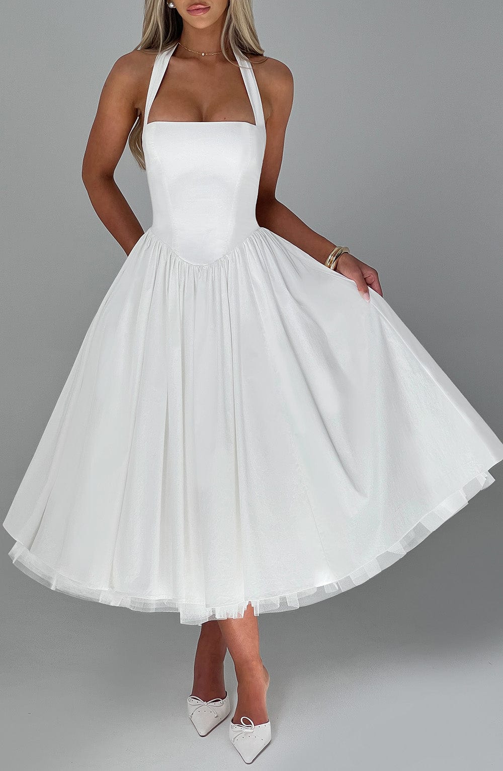 Cressida Midi Dress - Ivory Avalabel