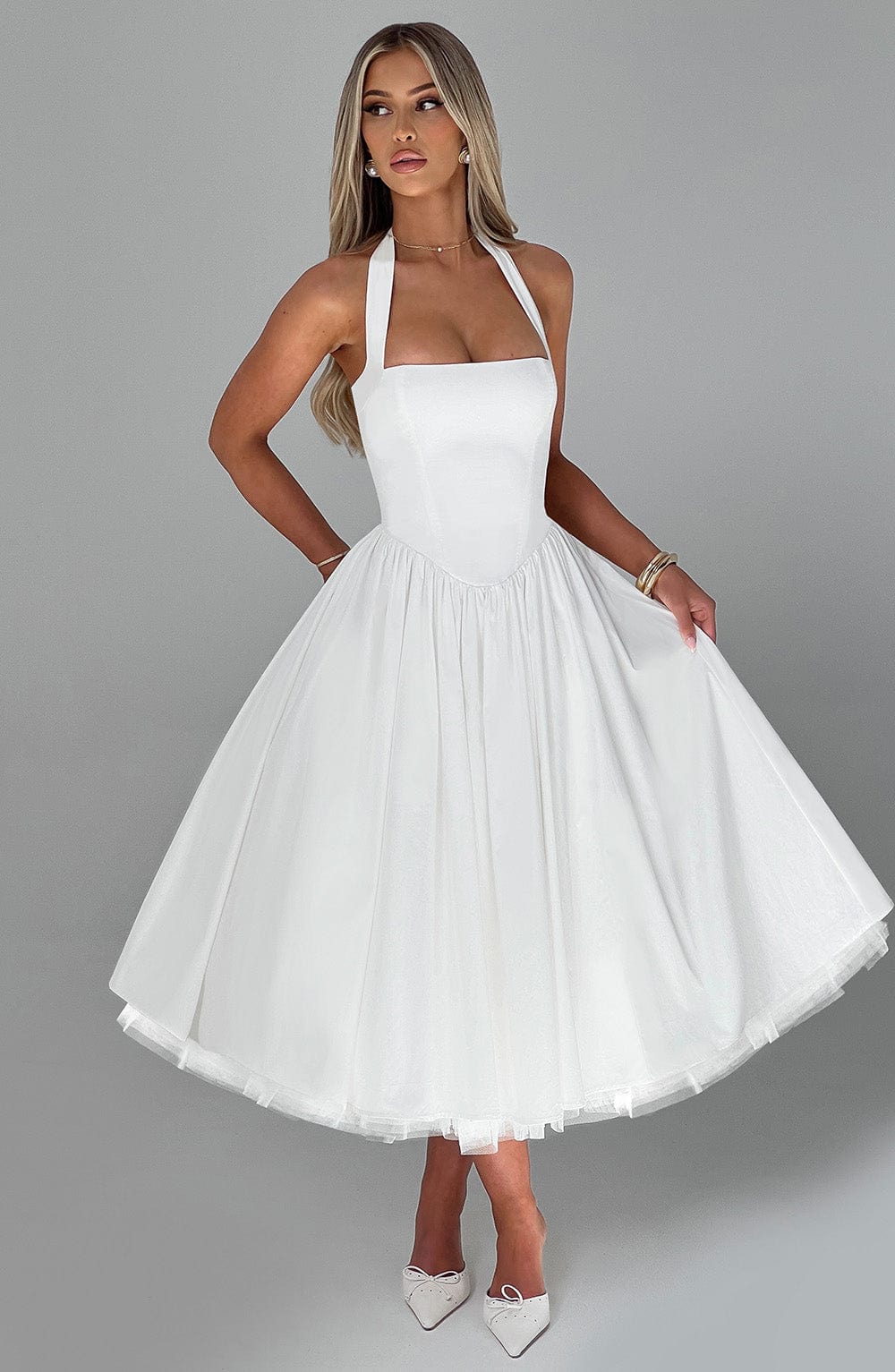 Cressida Midi Dress - Ivory Avalabel