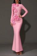 sally 3D Flower Decorative Bandage maxi Dress in pink Avalabel