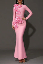 sally 3D Flower Decorative Bandage maxi Dress in pink Avalabel
