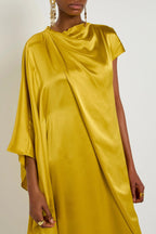 Yellow Draped Silk Maxi Dress Soraya