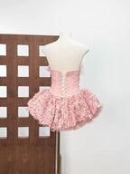 Strapless Petal Floral Corset A Line Dress Avalabel