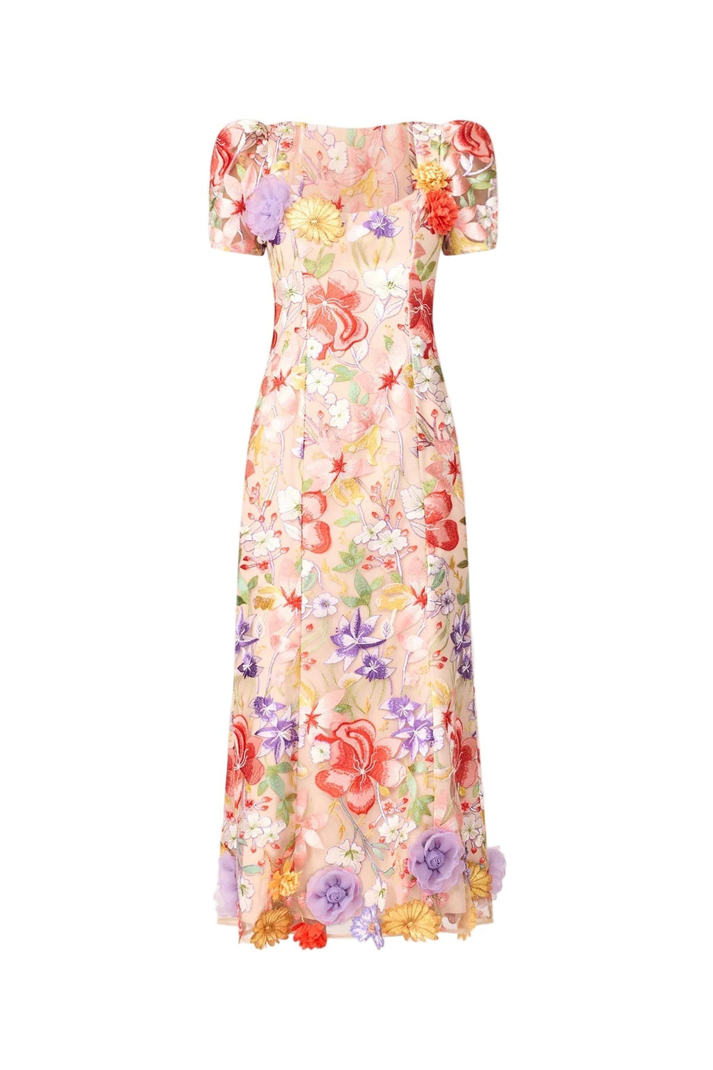 trista multicolor Square Neck backless Mesh Embroidered Fishtail maxi Dress Avalabel