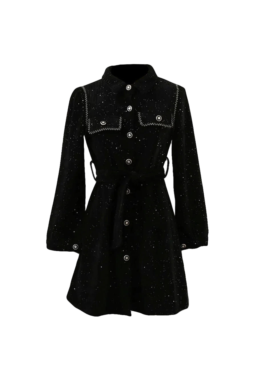 venus black Contrasting Stitching Detail Ribbed Dress