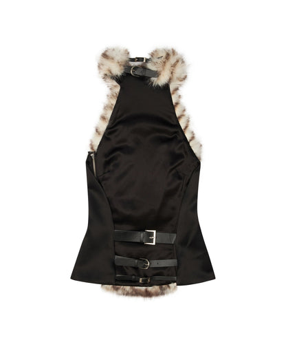 dora halter Backless Furry Top