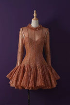 Green Embroidered Flared Mini Dress Avalabel