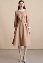 virginia Tweed Sequin khaki midi Dress Avalabel
