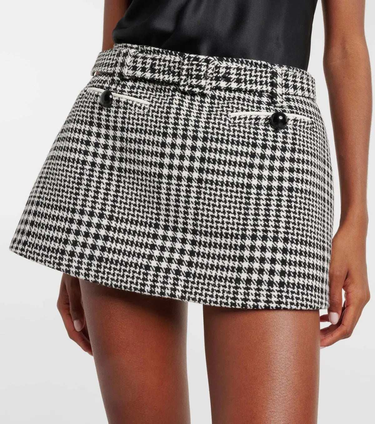 virginia Houndstooth Crystal mini skirt - Black/White Avalabel