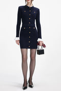 Clementine Navy Viscose Knit Mini Dress Avalabel
