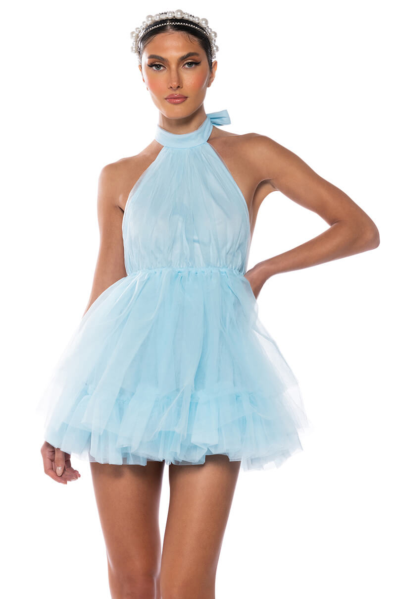 DARLING DIVA TULLE HALTER MINI DRESS Avalabel