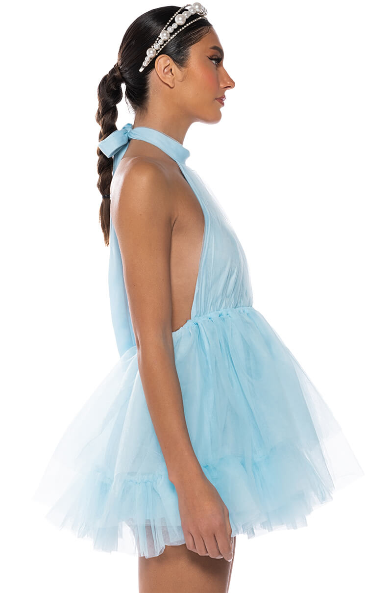 DARLING DIVA TULLE HALTER MINI DRESS Avalabel