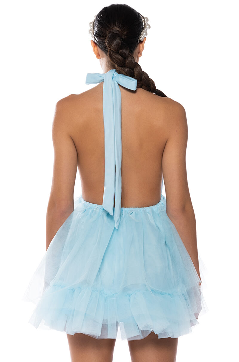 DARLING DIVA TULLE HALTER MINI DRESS Avalabel