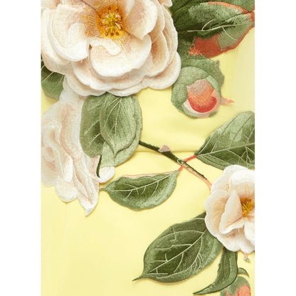 Suzanne Appliqué Floral Bustier Mini Dress in Yellow