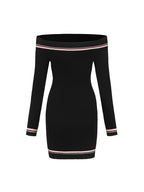 vanessa off-shoulder Knit mini Dress in black Avalabel