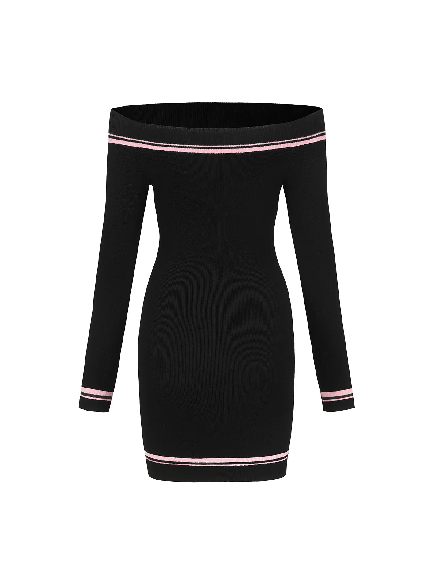 vanessa off-shoulder Knit mini Dress in black Avalabel