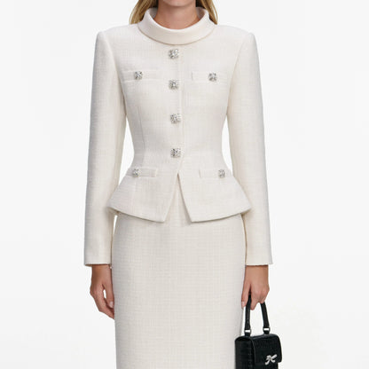 michaelia Cream Boucle Tailored Midi Dress set