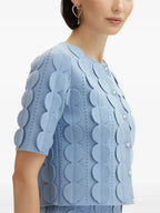 blue geometric circle pattern cardigan skirt two-piece set Avalabel