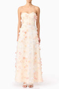 Off-Shoulder Embroidered Maxi Dress in Apricot Avalabel