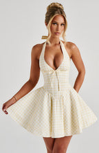 Doris Mini Dress - Lemon Gingham Avalabel
