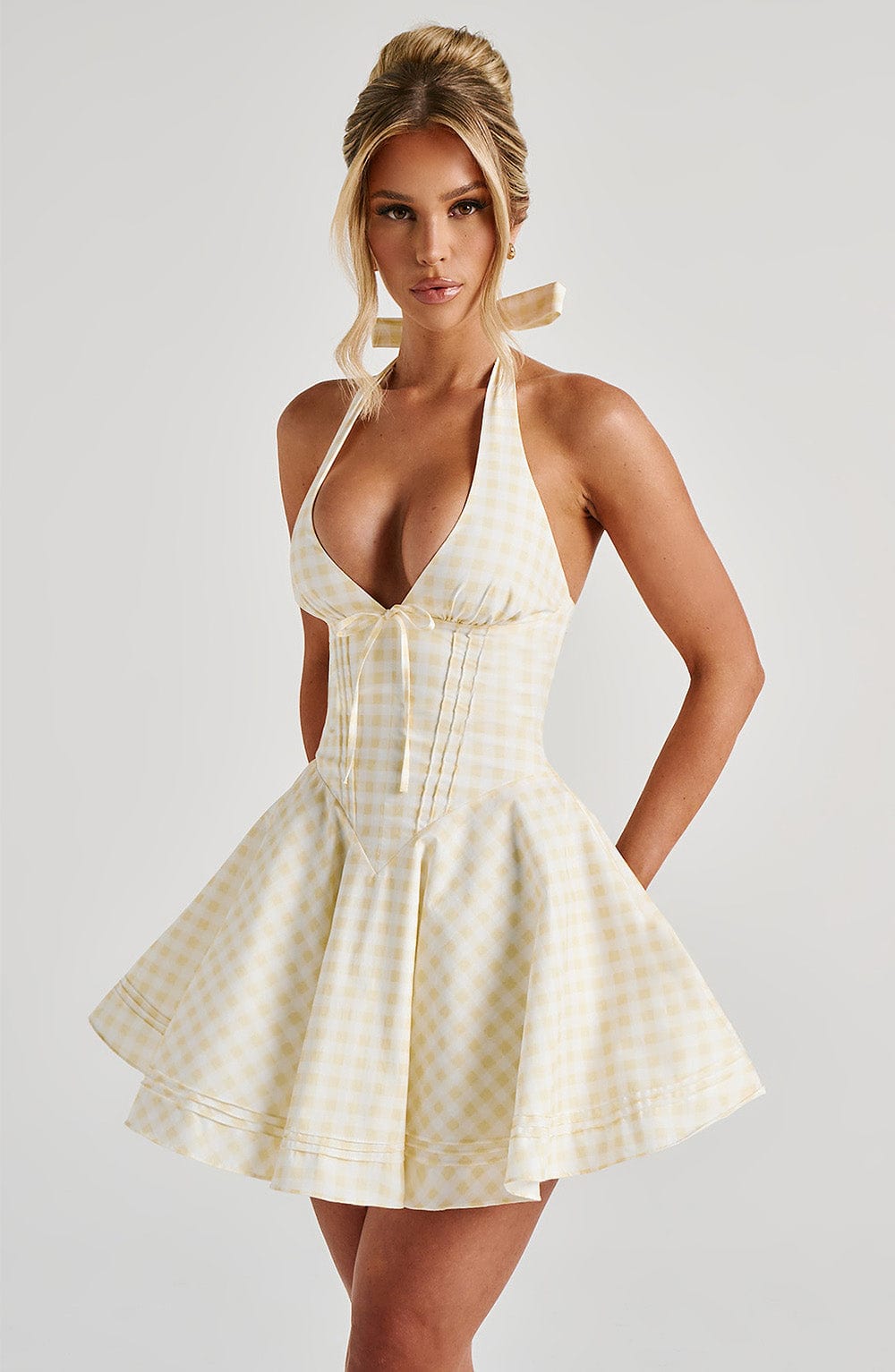 Doris Mini Dress - Lemon Gingham Avalabel