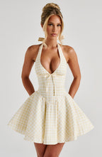 Doris Mini Dress - Lemon Gingham Avalabel