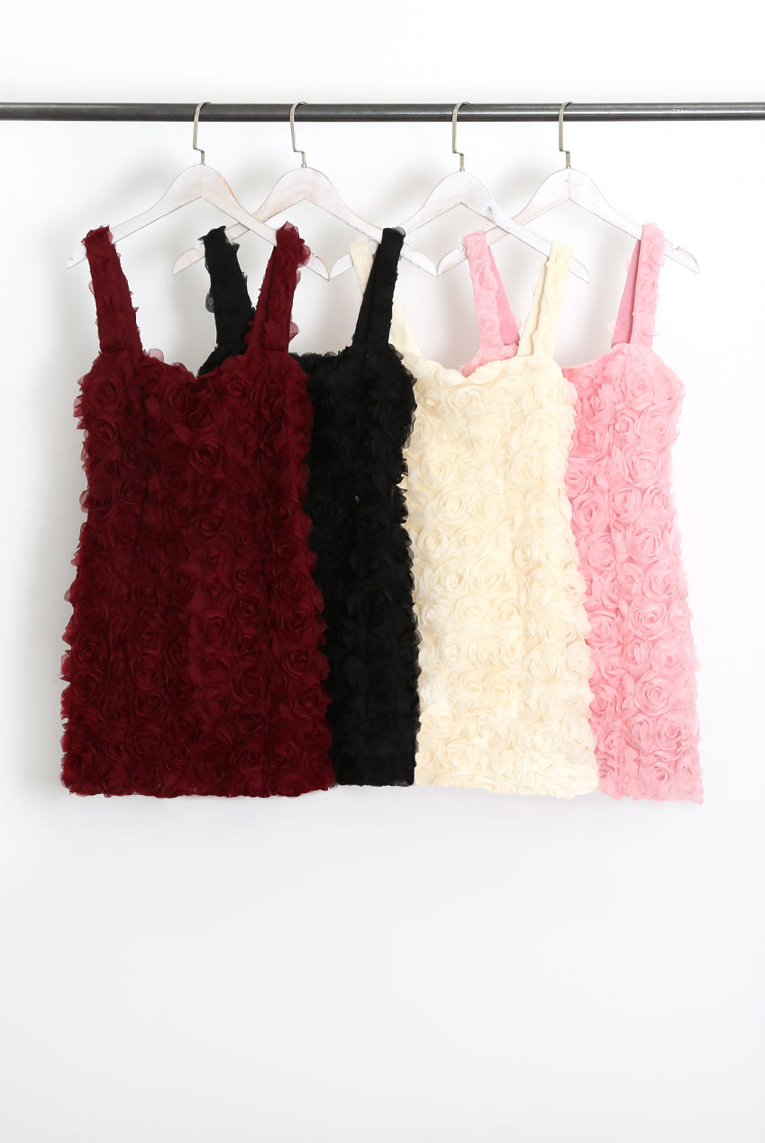Floral Applique Square Neck Mini Dress