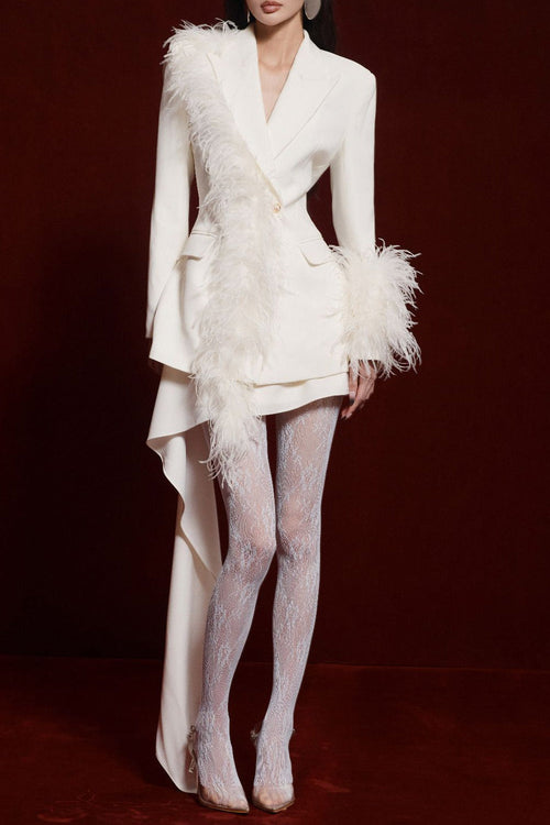 amelia Feather blazer in white Avalabel
