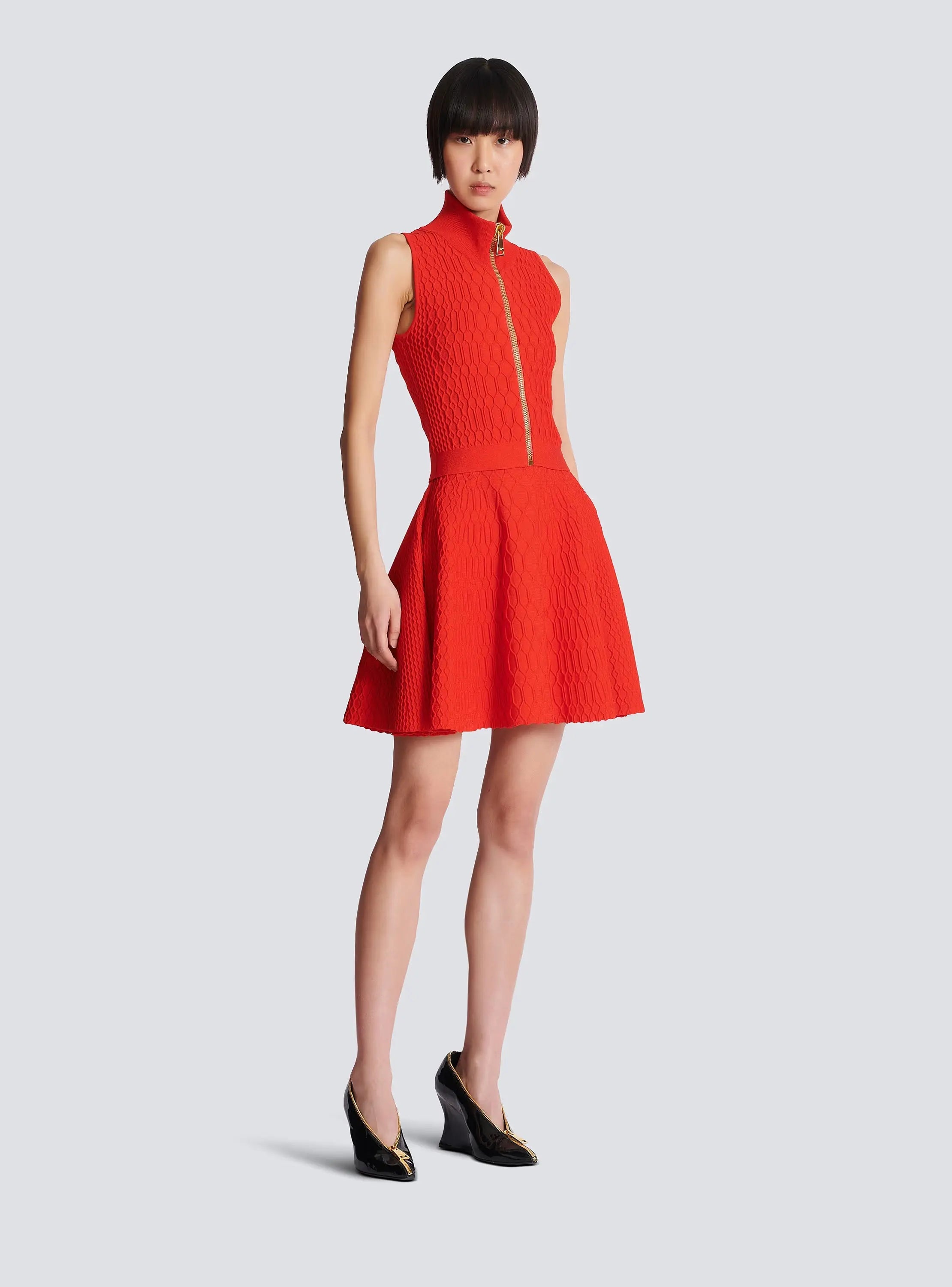candance Sleeveless plaid Knit Top skirt set in red Avalabel