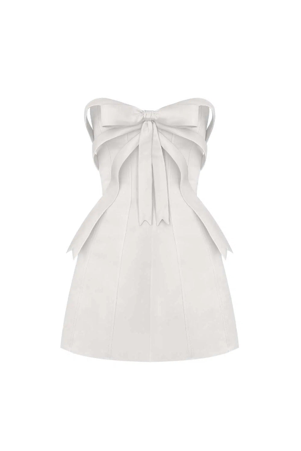 White Bow Embellished Strapless Mini Dress Avalabel