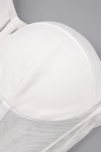 priscilla Strapless Veiled Corset Maxi Dress in white Avalabel